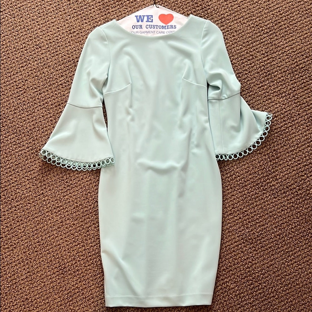 Elegant Mint Green Dress with Flared Sleeves